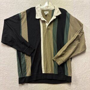 Arizona Mens XL Rugby Long Sleeve Shirt Geometric Style Blocking Vertical Stripe
